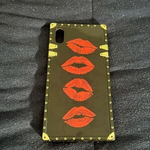 Black iPhone 7 Plus Case with Red Lips Design